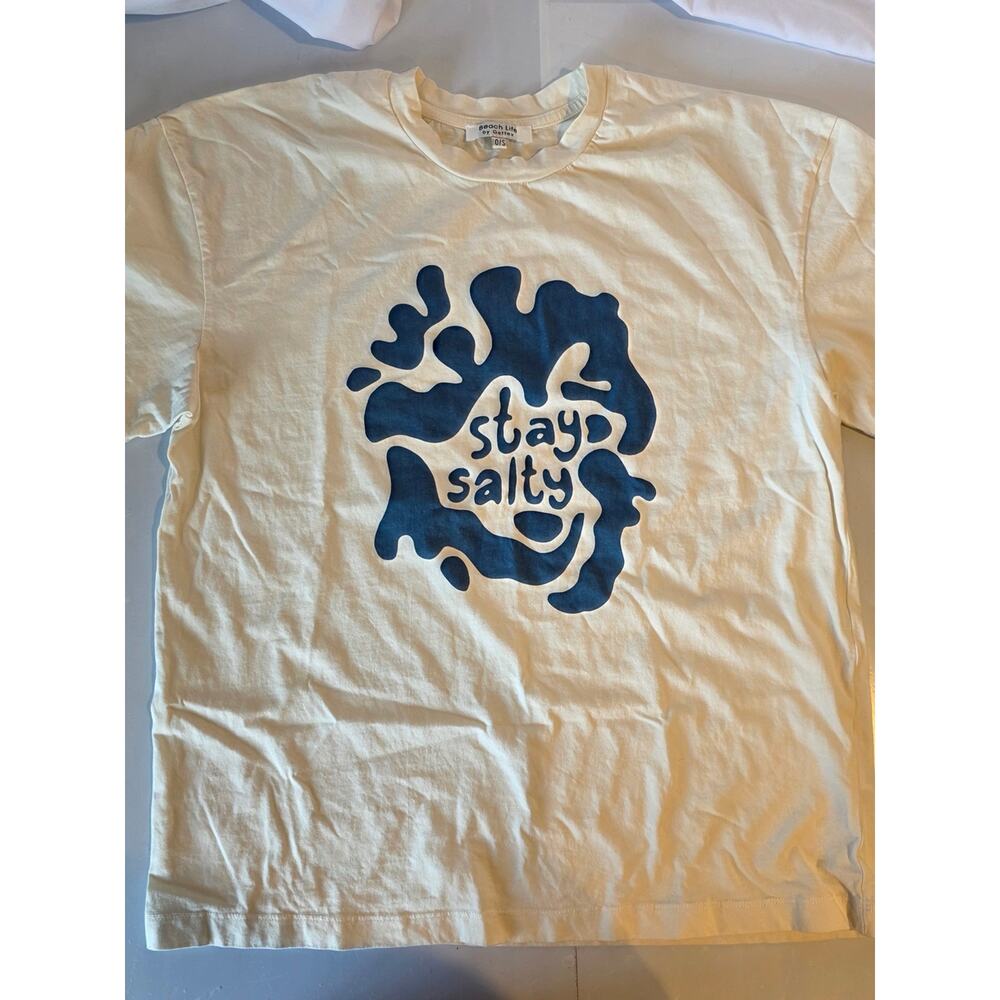 Gottex 'Stay Salty' Graphic Tee in Cream and Navy